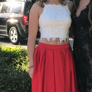 Floor length two piece prom dress